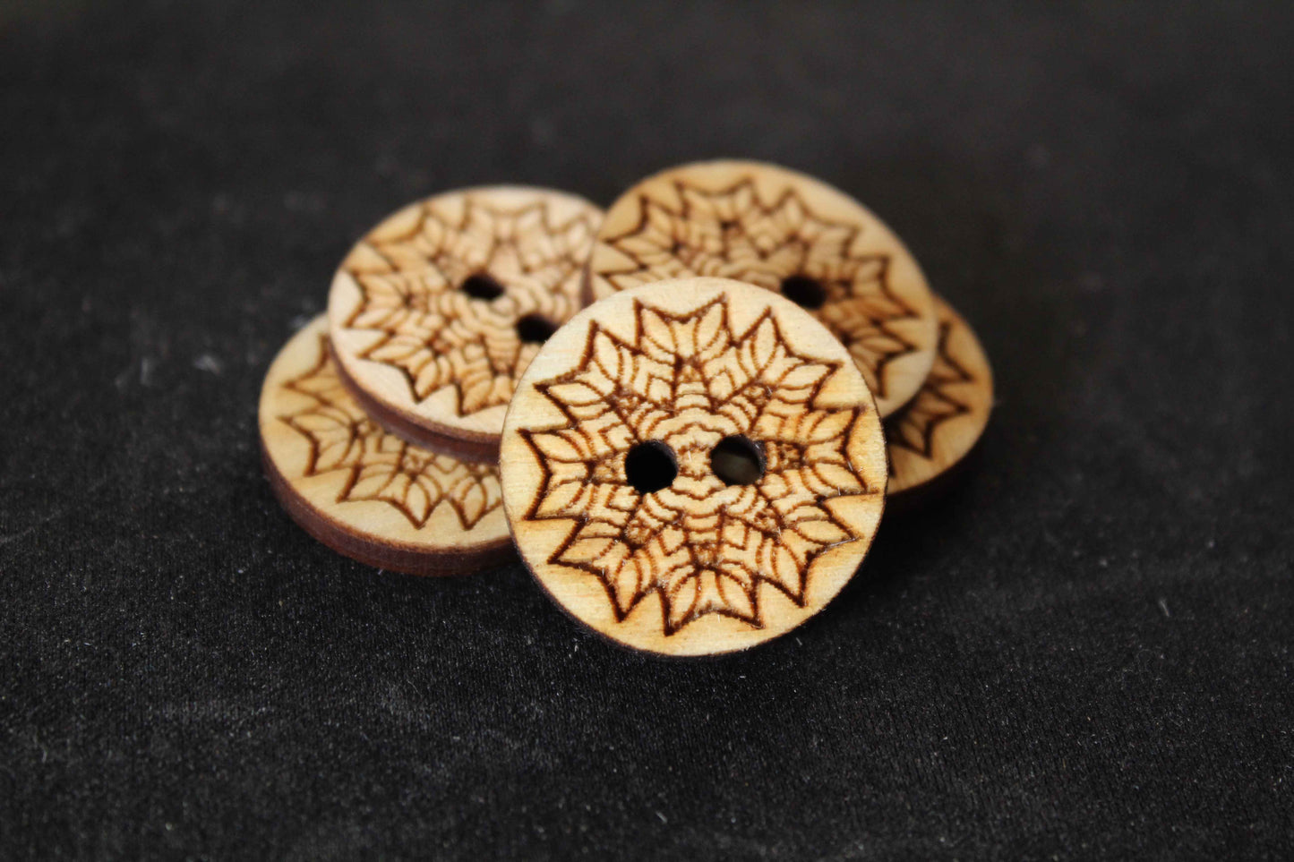 Geometric Leaf Wooden Buttons image 5