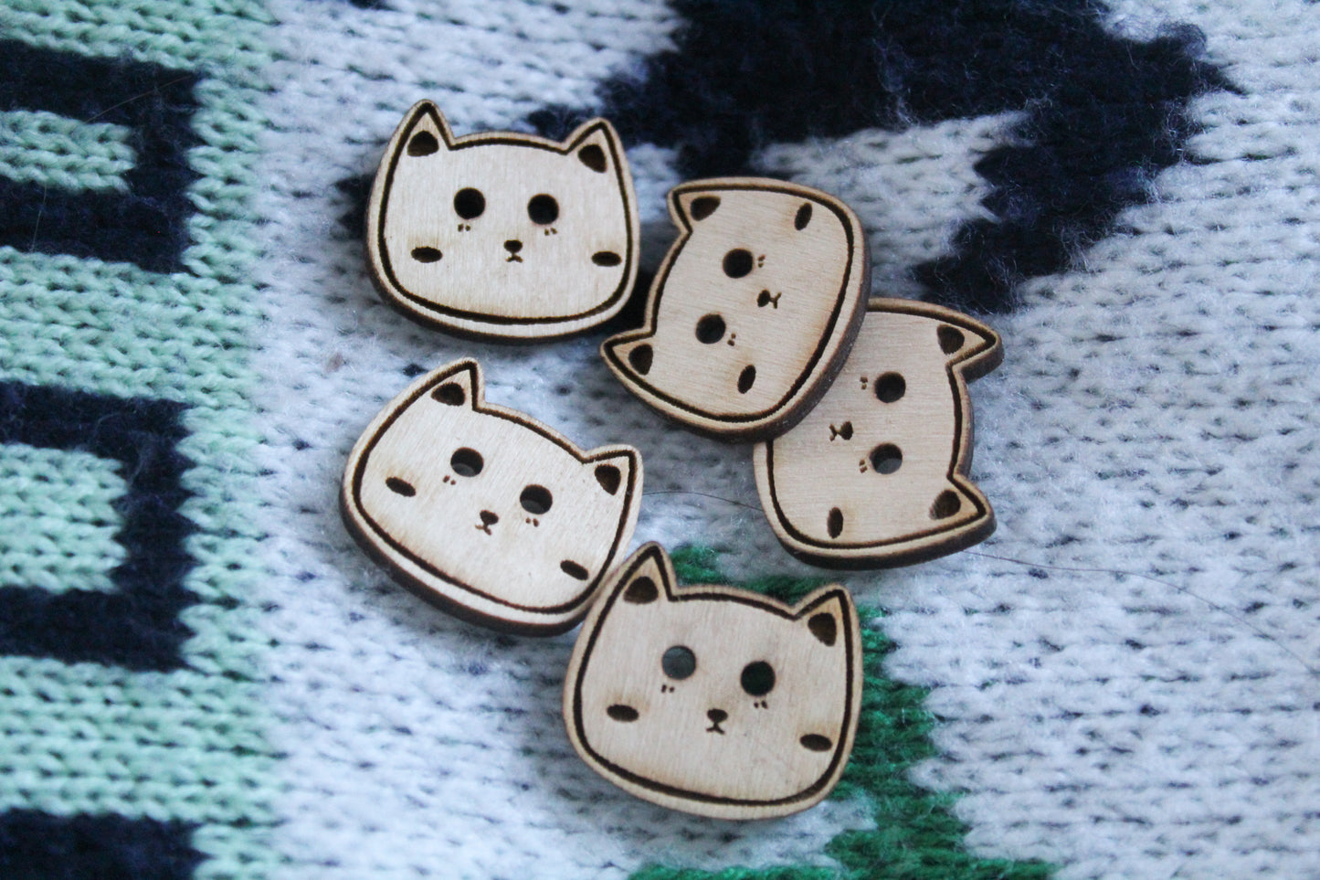 Cat Wooden Buttons image 2