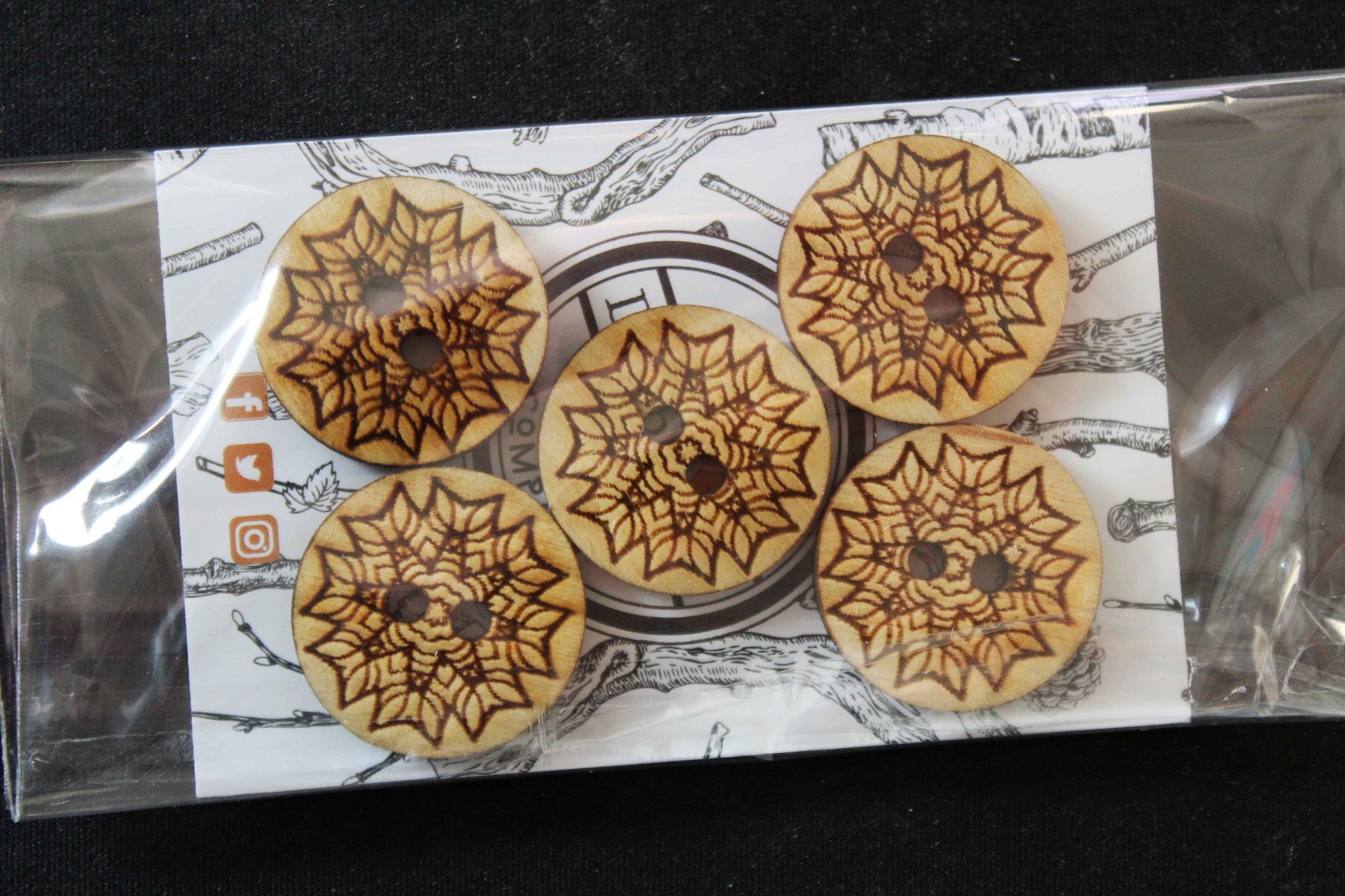 Geometric Leaf Wooden Buttons image 4