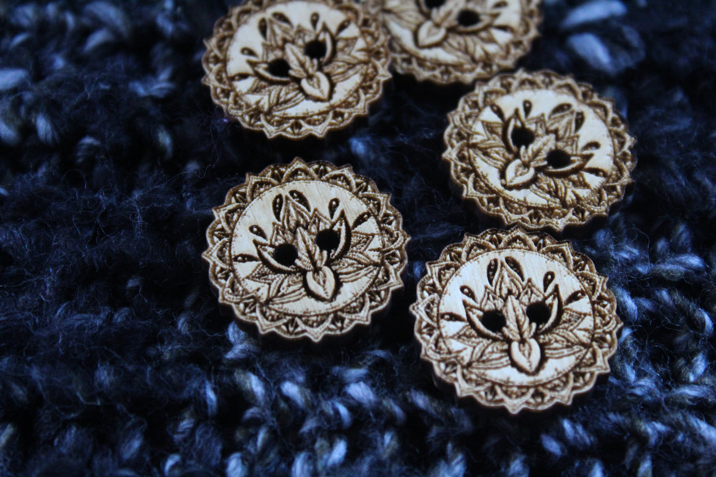 Lotus Flower Wooden Buttons image 0