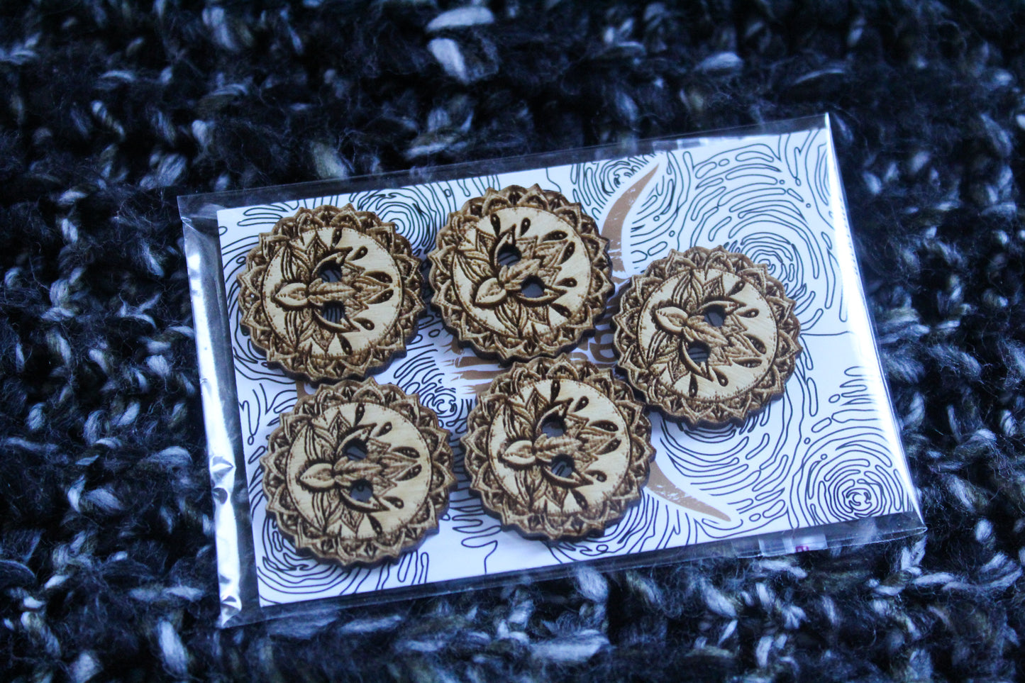 Lotus Flower Wooden Buttons image 1