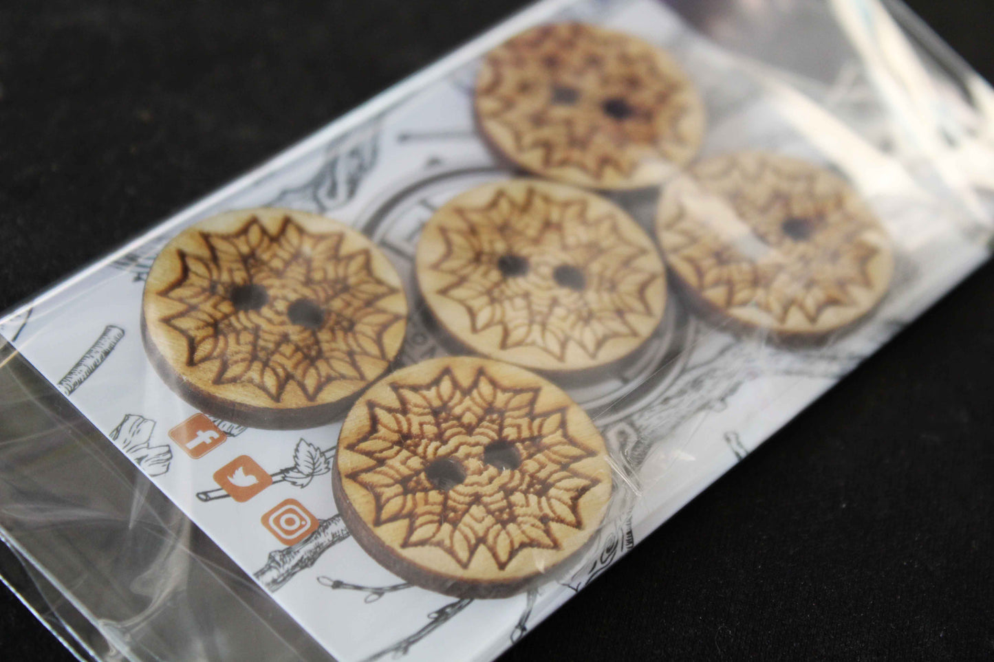 Geometric Leaf Wooden Buttons image 2