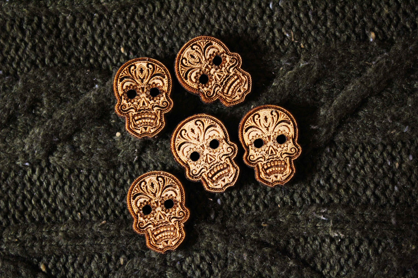 Sugar Skull Wooden Buttons image 0