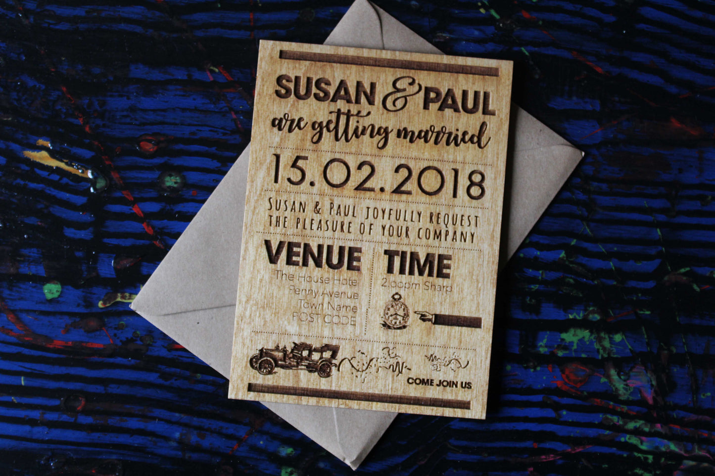 Retro Wedding Invitations (Set of 10) image 0