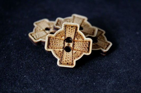 Celtic Cross Wooden Buttons image 0