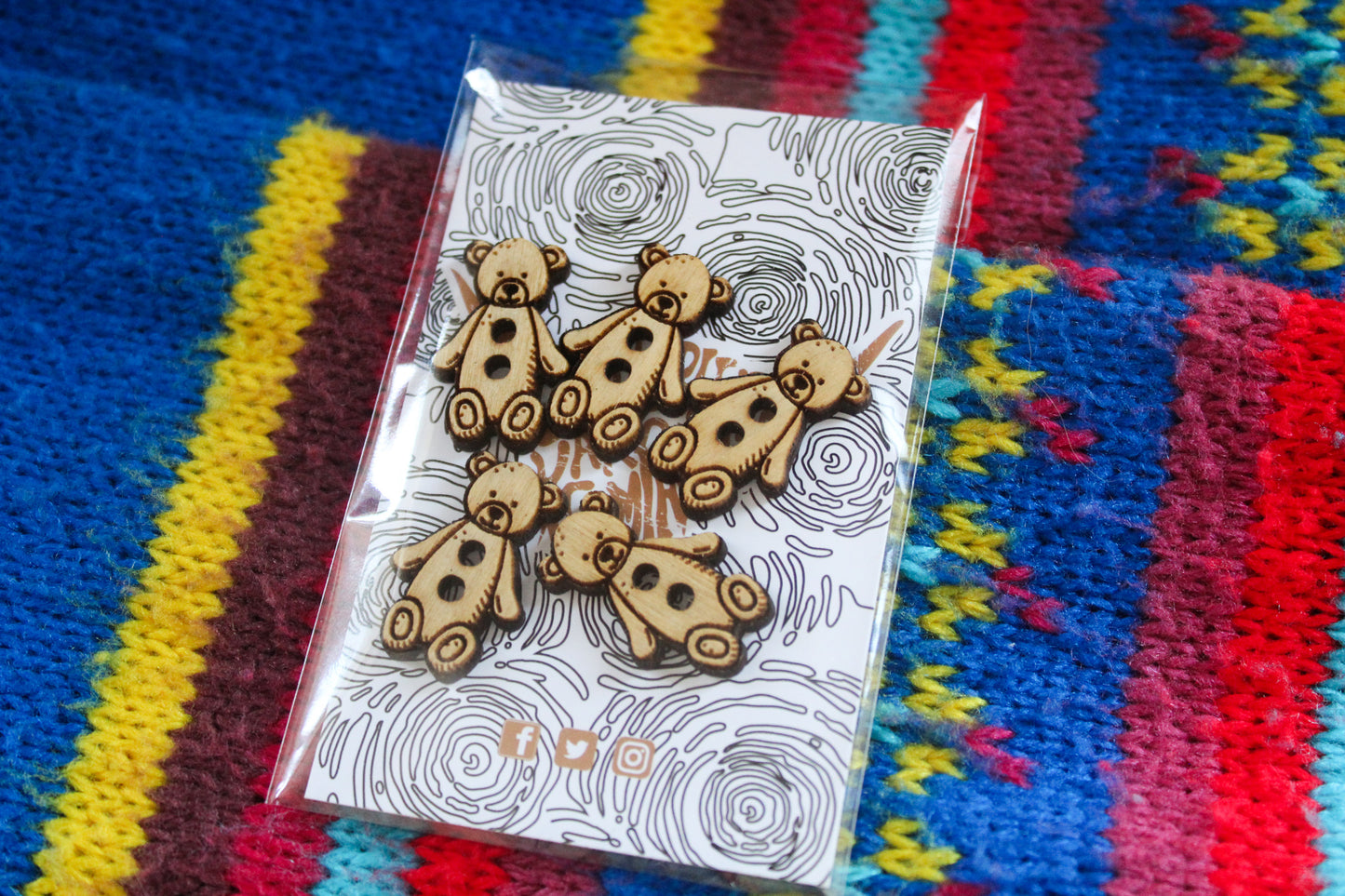 Small Baby Bear Wooden Buttons image 1