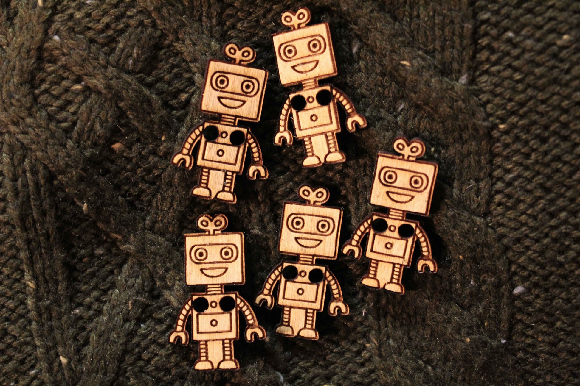 Robot Wooden Buttons image 0
