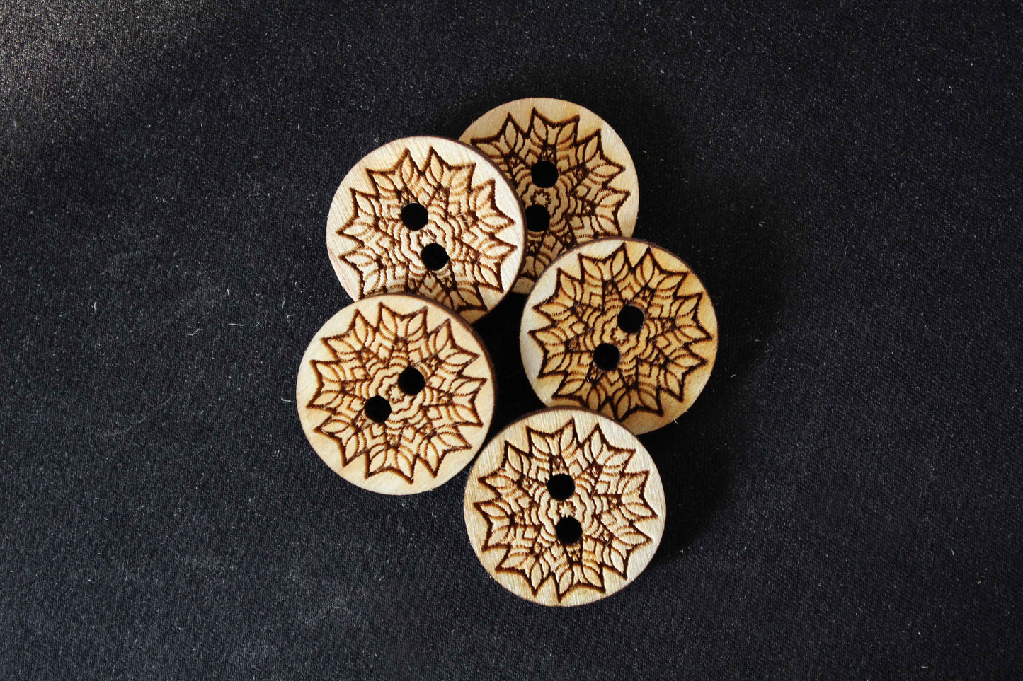 Geometric Leaf Wooden Buttons image 1