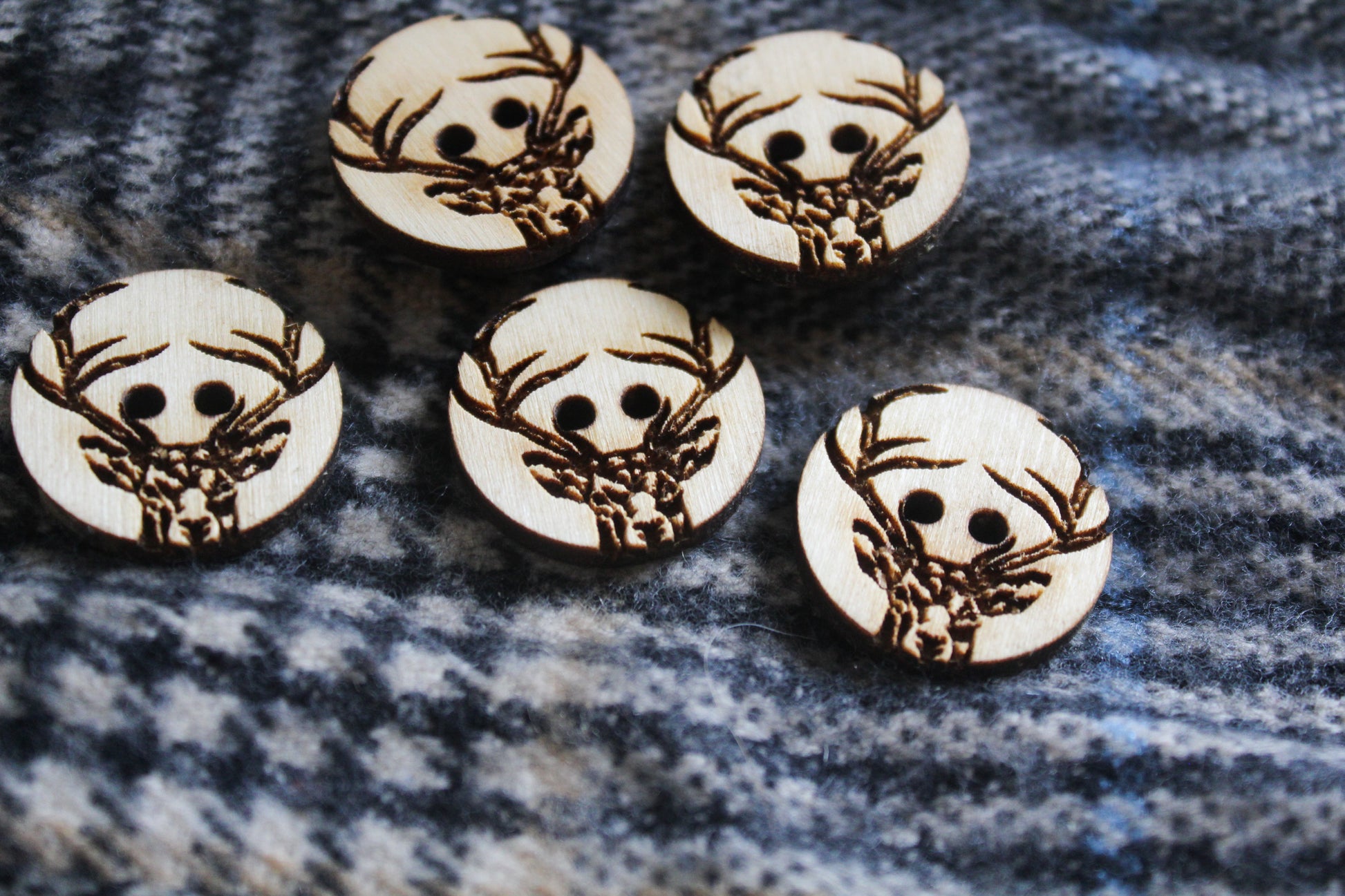 Stag Head Wooden Buttons image 1