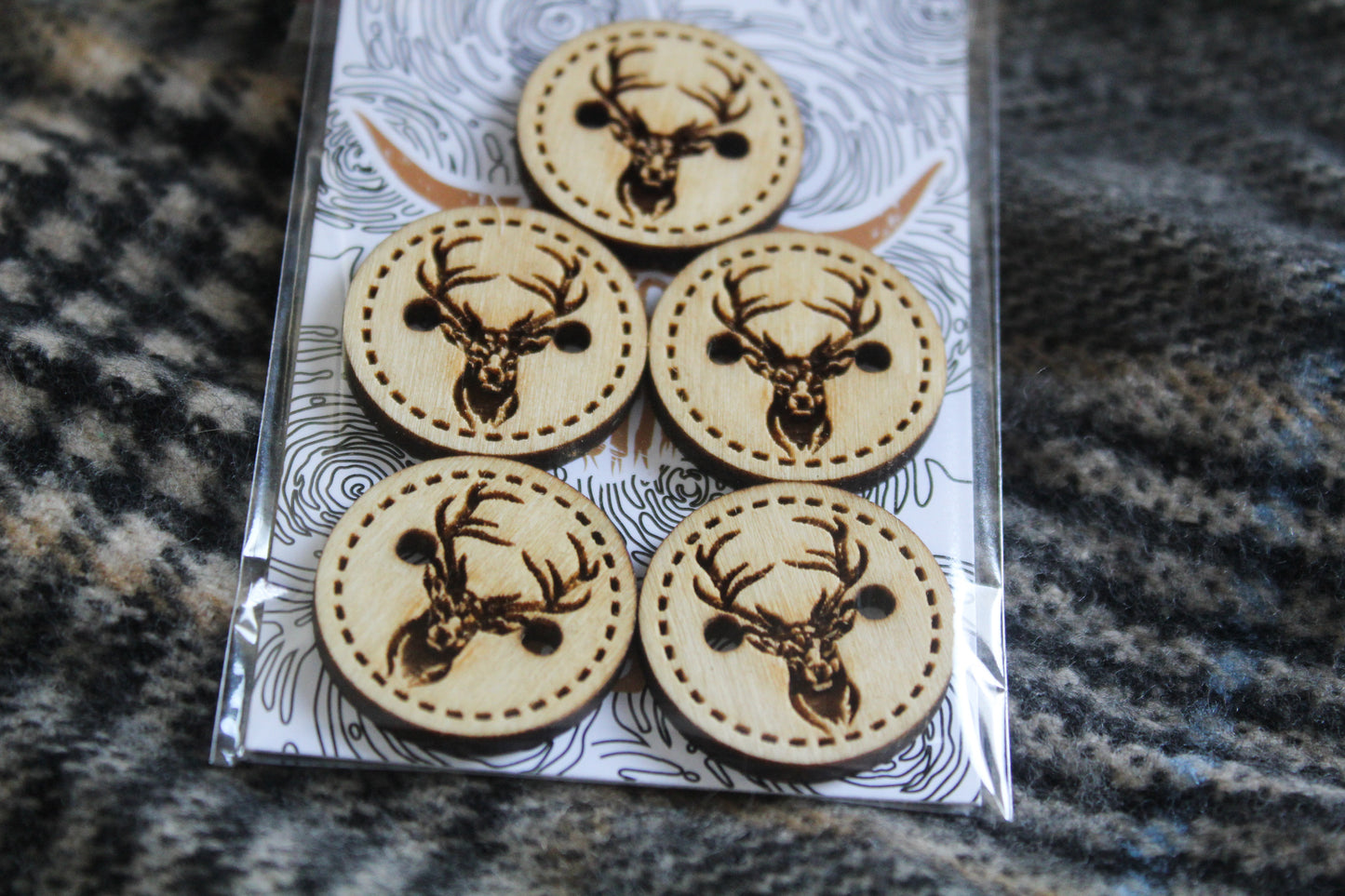 Stag Head Wooden Buttons image 1