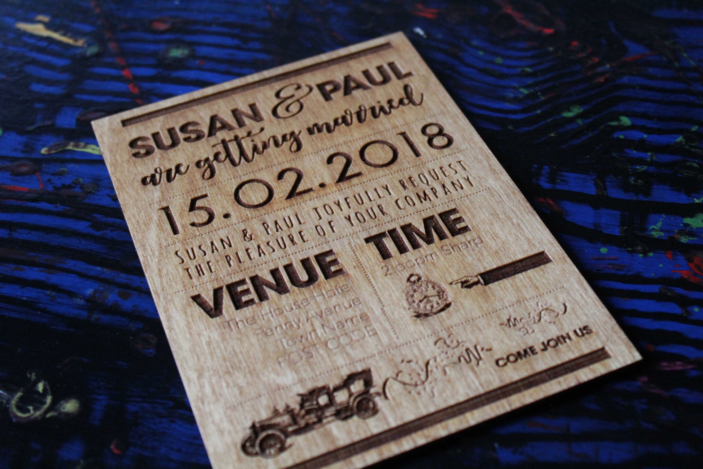 Retro Wedding Invitations (Set of 10) image 4