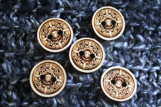 Lion Shield Wooden Buttons image 0