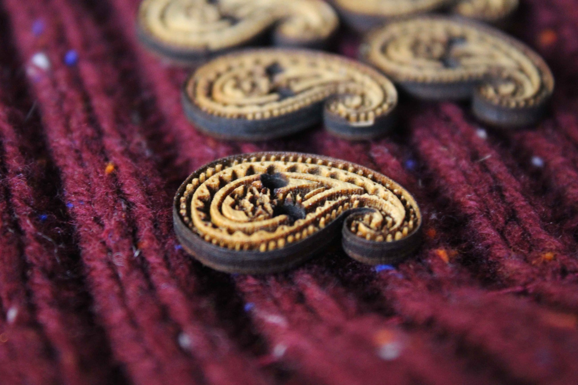 Paisley Wooden Buttons image 1