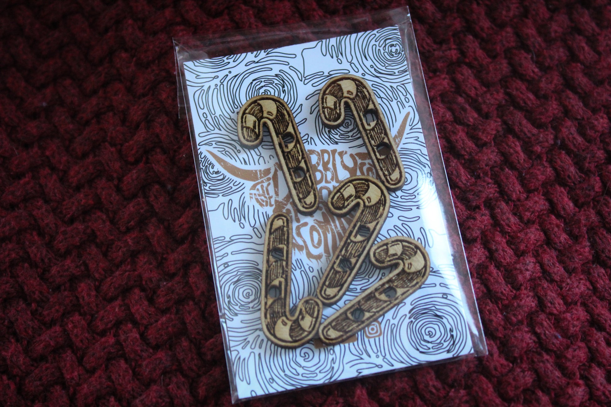 Candy Cane Wooden Buttons image 3