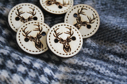 Stag Head Wooden Buttons image 0