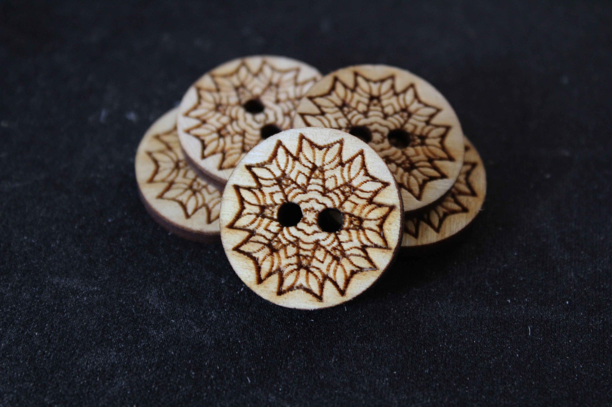 Geometric Leaf Wooden Buttons image 0