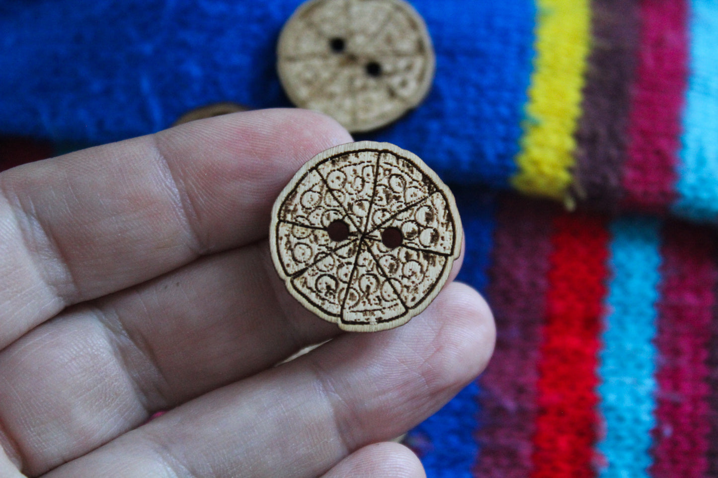 Pizza Wooden Buttons image 1