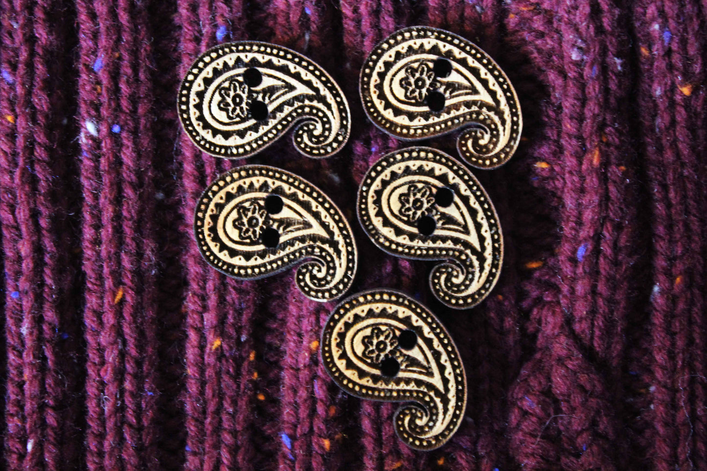 Paisley Wooden Buttons image 2