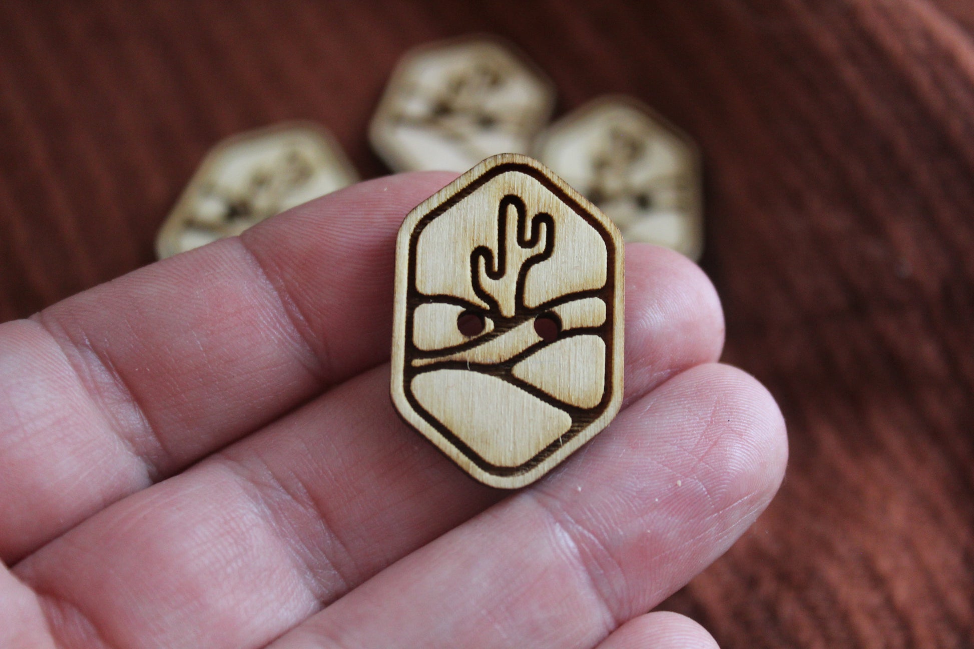 Cactus Wooden Buttons image 1