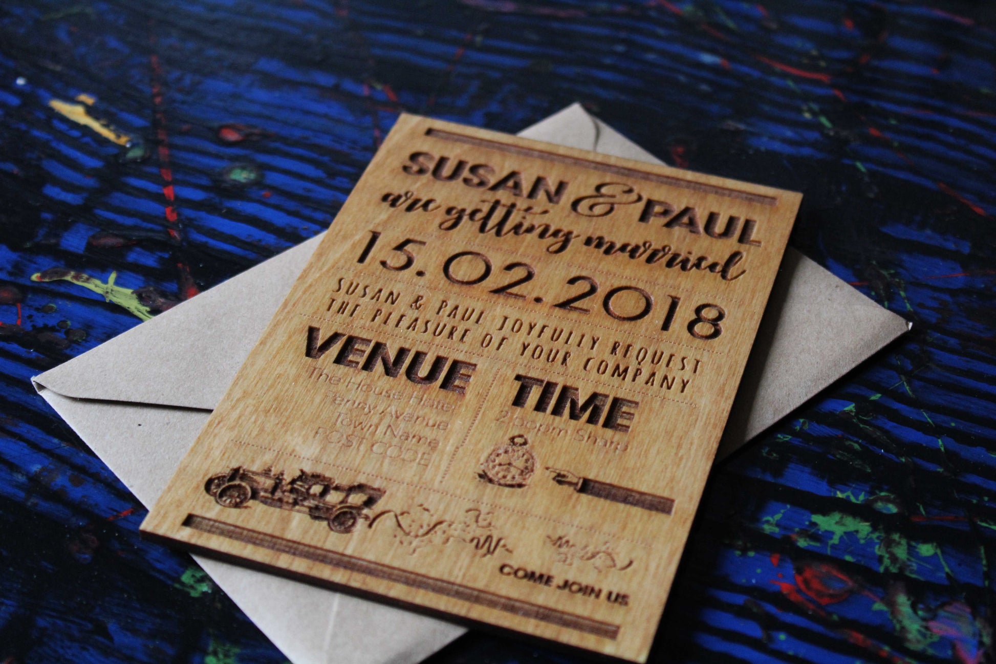 Retro Wedding Invitations (Set of 10) image 3