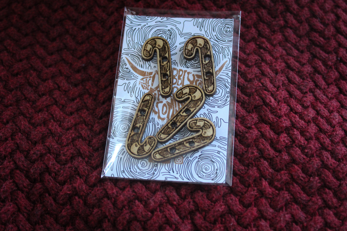 Candy Cane Wooden Buttons image 1