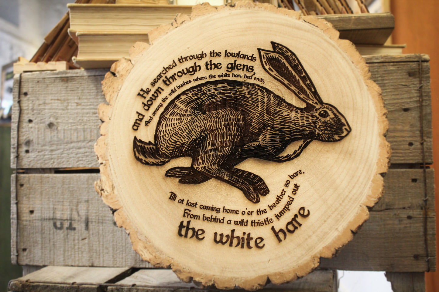 White Hare Log Slice
