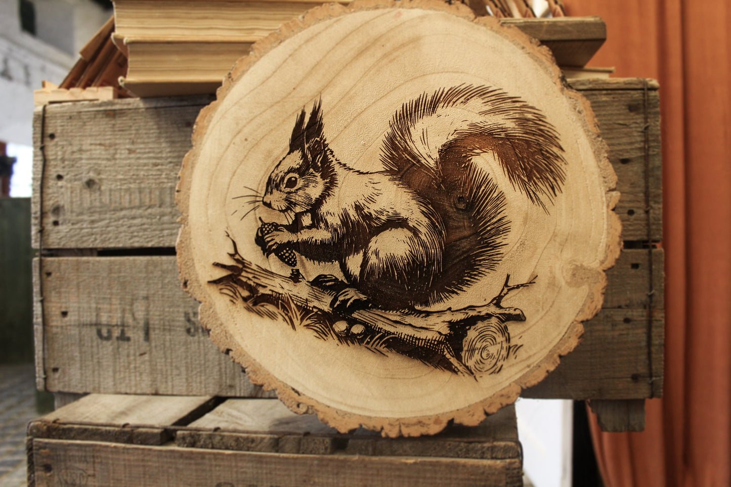 Red Squirrel Log Slice