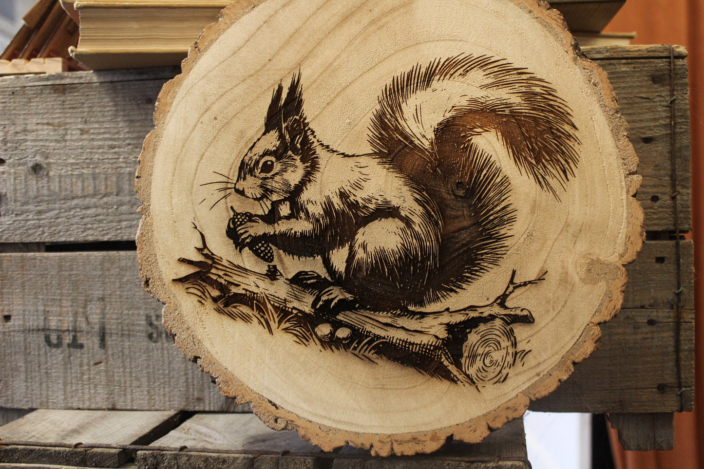Red Squirrel Log Slice