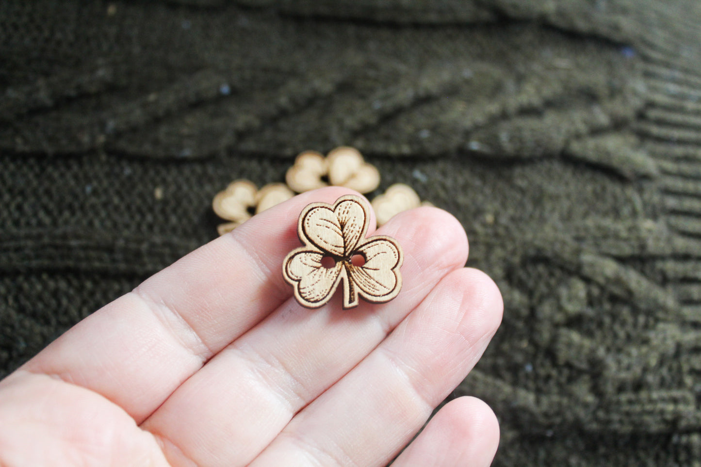 Shamrock Wooden Buttons image 1