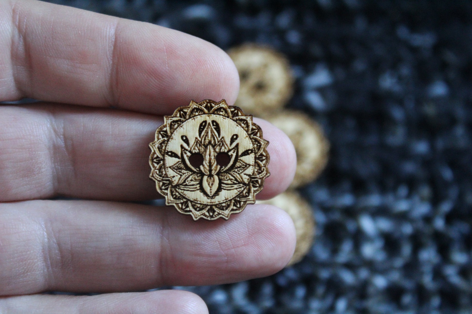 Lotus Flower Wooden Buttons image 2