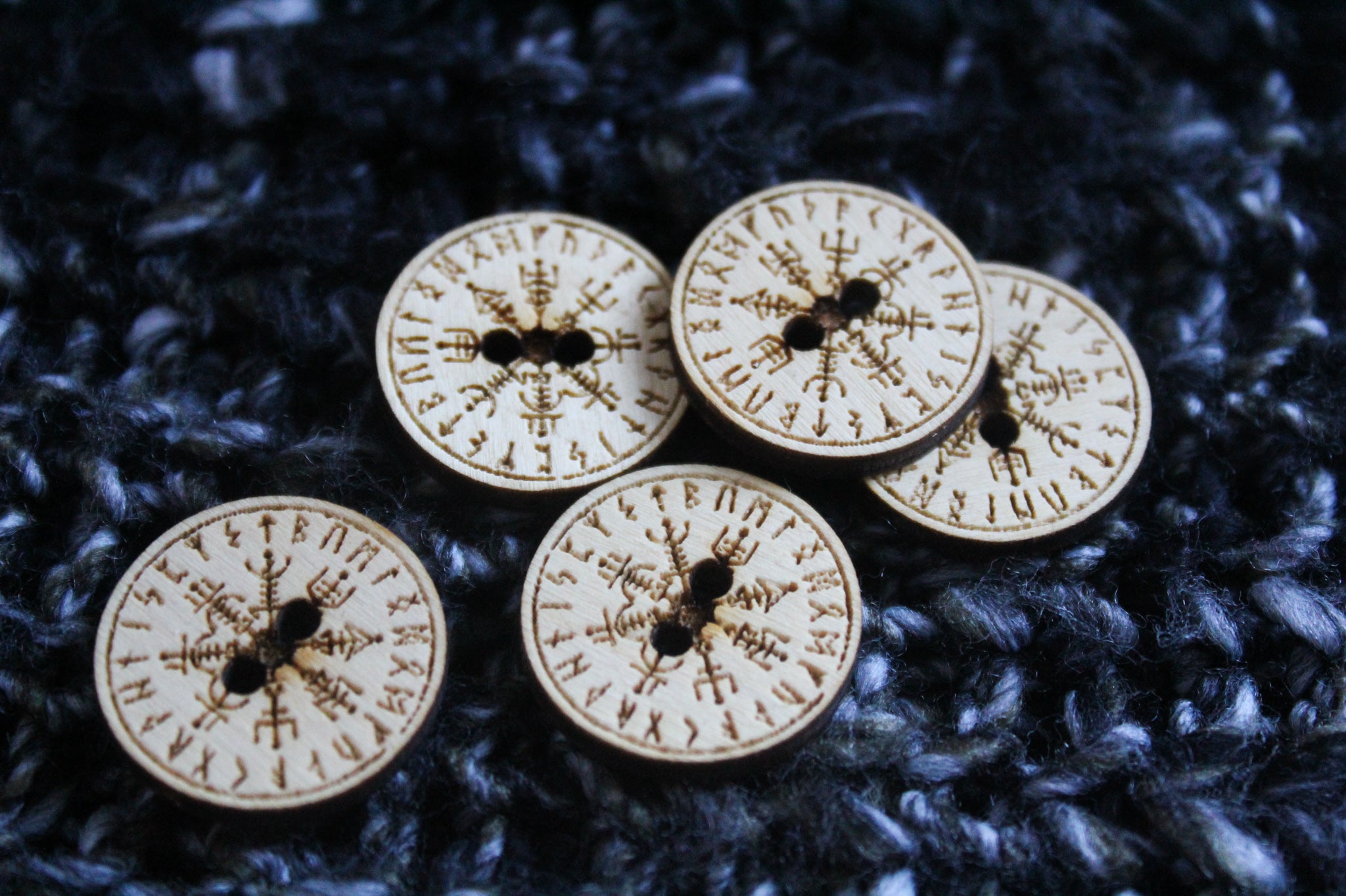 Runes Wooden Buttons – The Dribbly Yak Company
