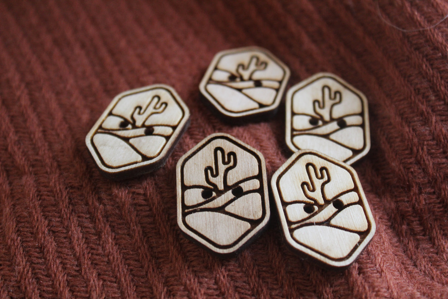 Cactus Wooden Buttons image 0