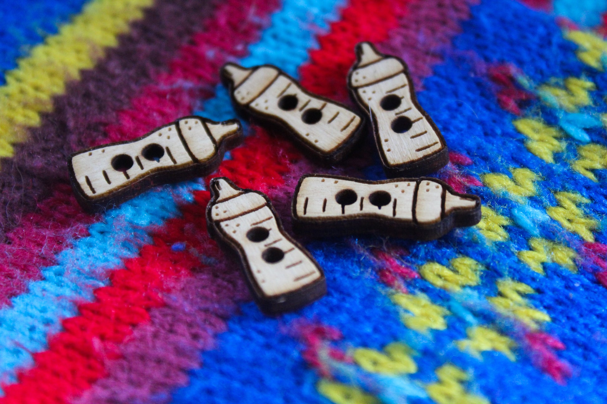 Small Baby Bottle Wooden Buttons image 3