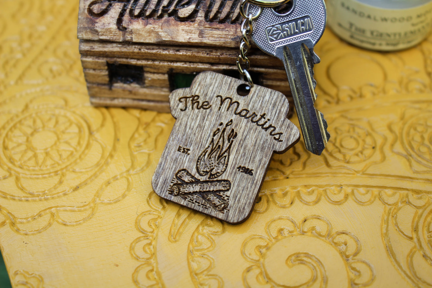 Personalised Family Campfire Keyring image 3
