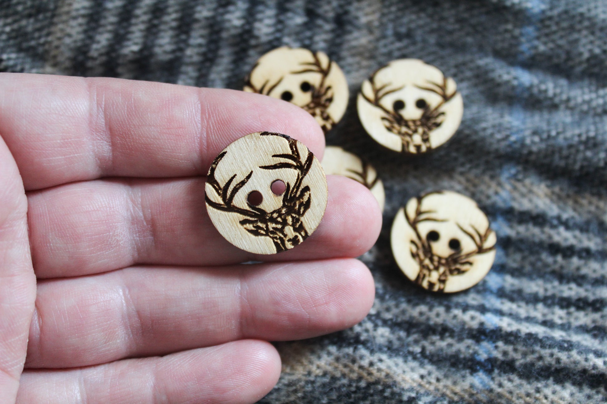 Stag Head Wooden Buttons image 2