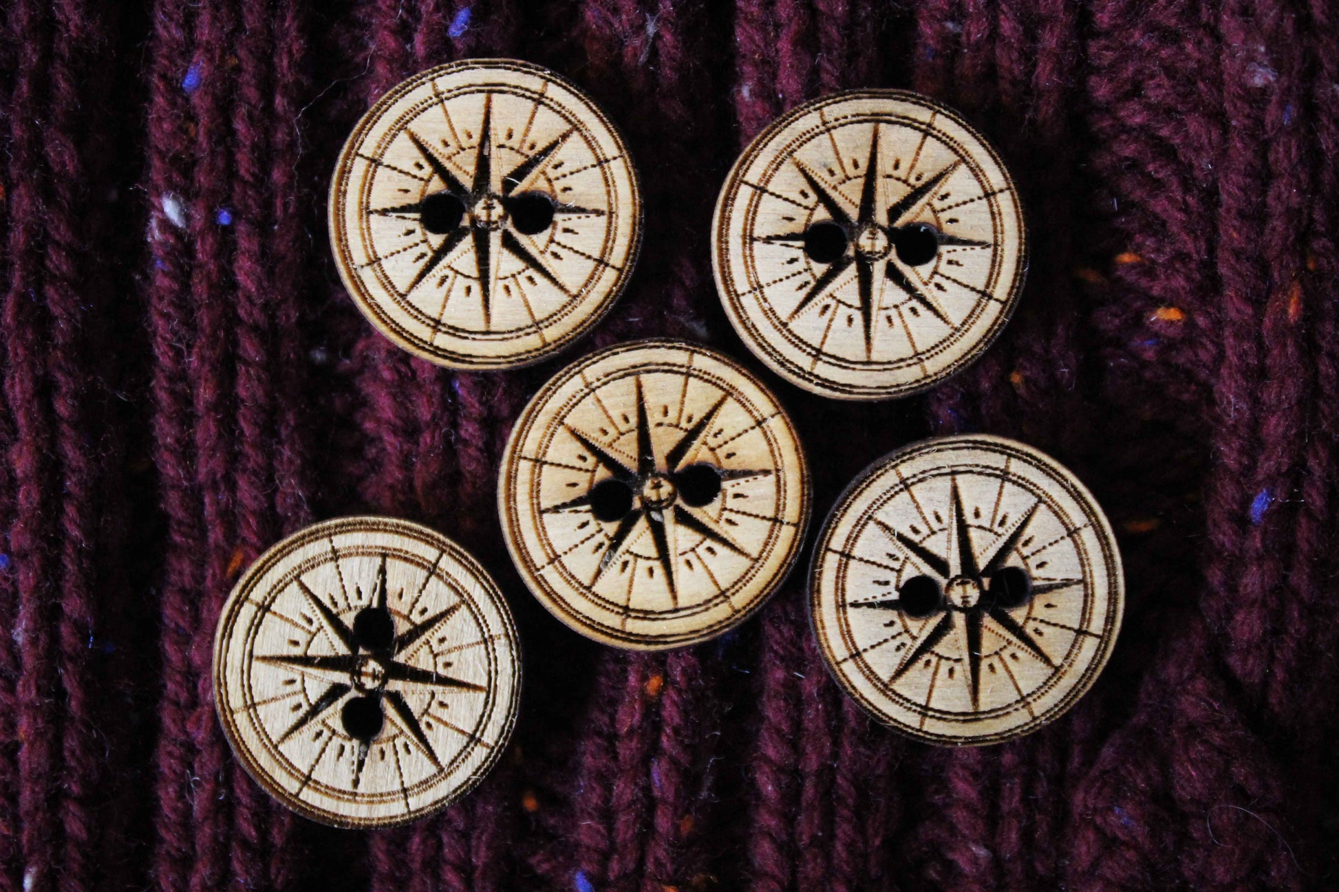 Compass Wooden Buttons image 0