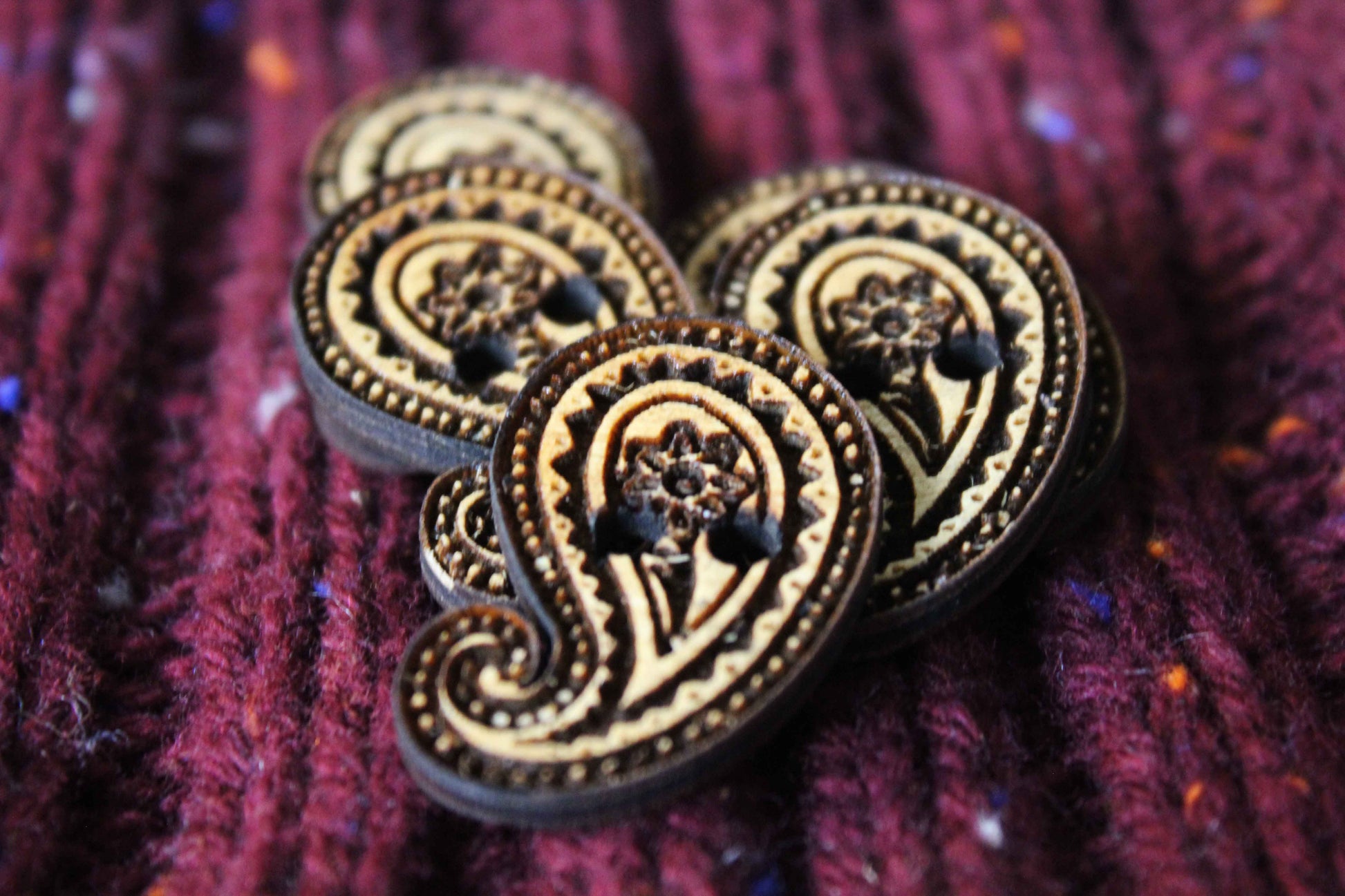 Paisley Wooden Buttons image 0
