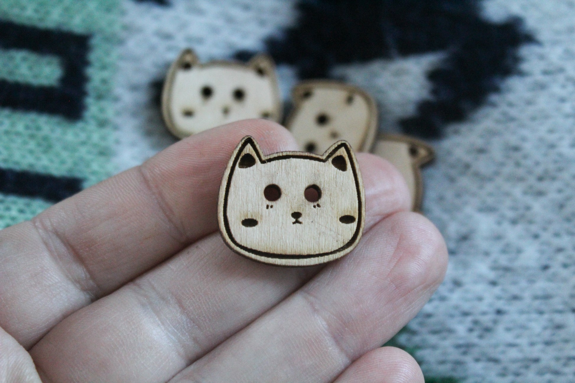 Cat Wooden Buttons image 1