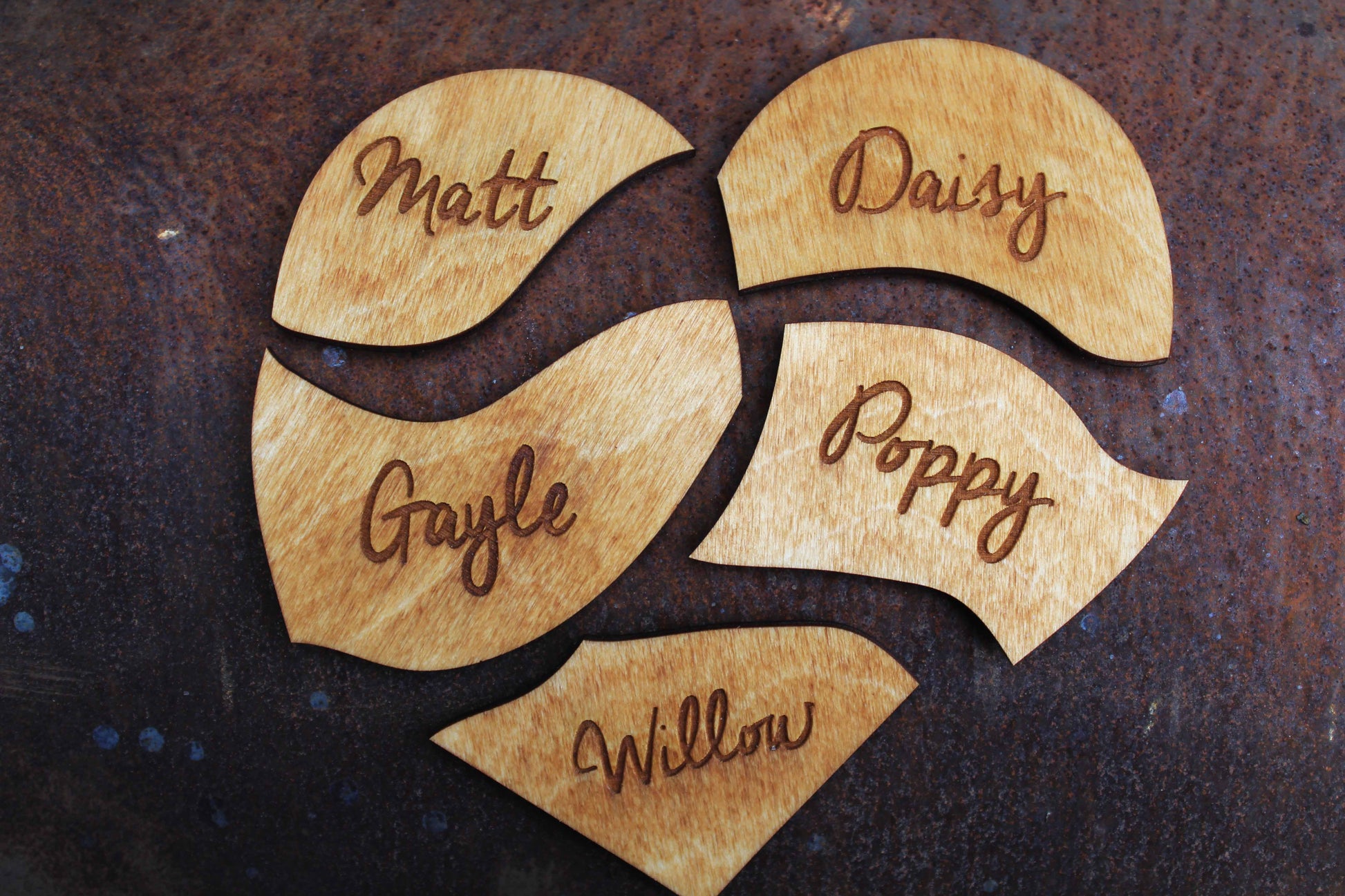 Wooden Family Heart of Magnets image 1