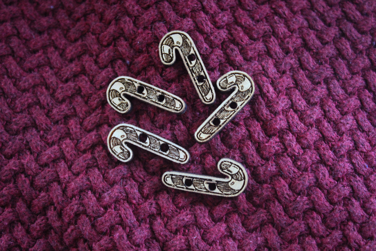Candy Cane Wooden Buttons image 0