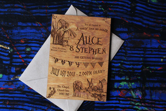 Alice in Wonderland Wedding Invitations (Set of 10) image 0
