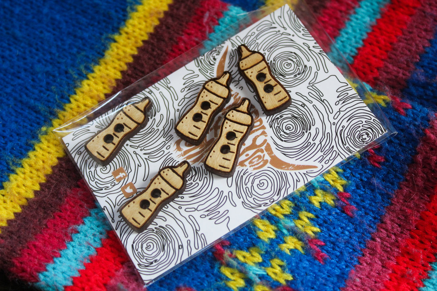 Small Baby Bottle Wooden Buttons image 2