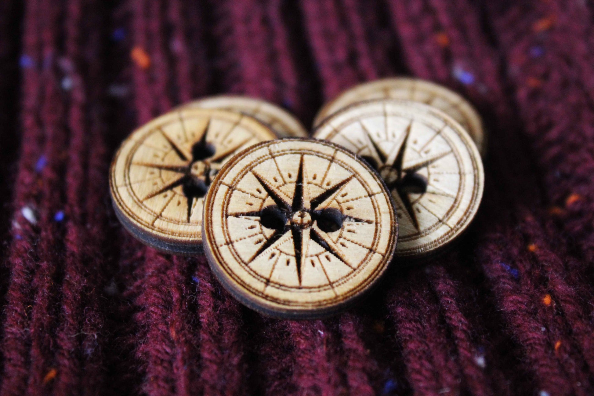 Compass Wooden Buttons image 1