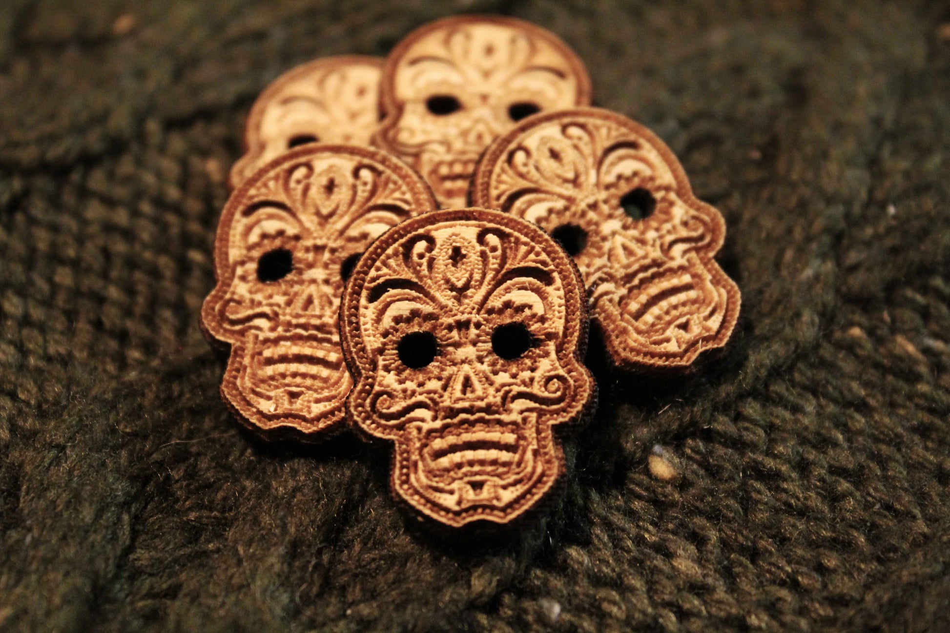 Sugar Skull Wooden Buttons image 1