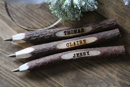 Rustic Personalised Pens (Set of 10) | The Dribbly Yak Company